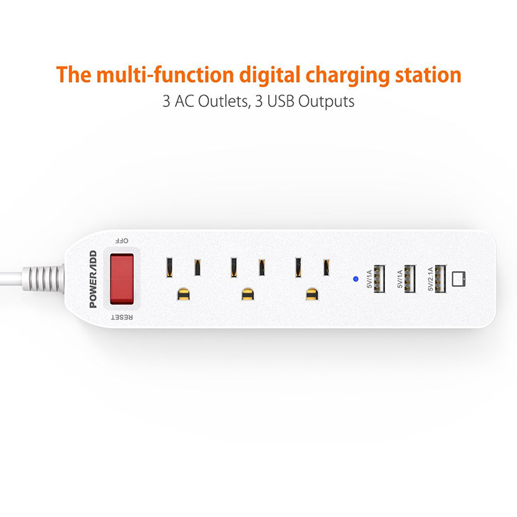 Ul Certified Surge Protector 3 Outlet Power Strip With On Off Switch