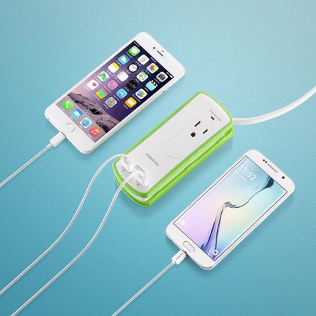 Portable Two Outlet Mini Travel Power Strip With USB Ports