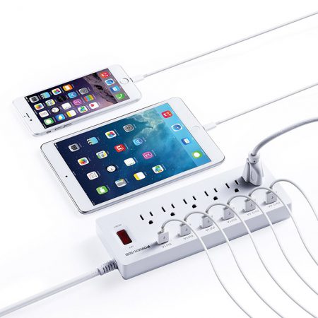 White Surge Protector Electrical Power Strips