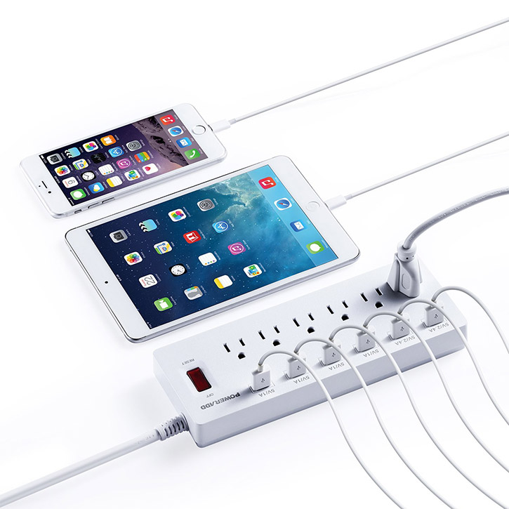 White Surge Protector Electrical Power Strips