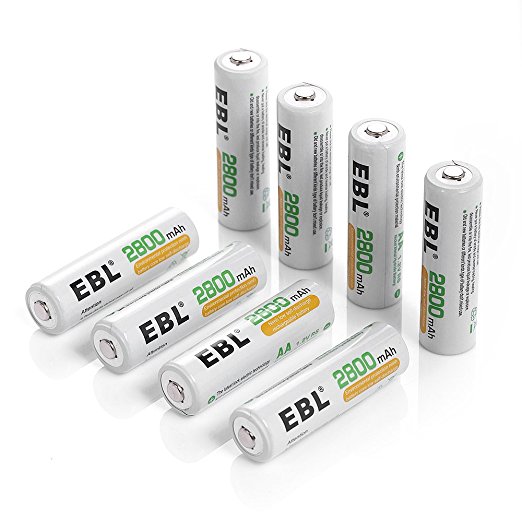 Cylindrical High Power Rechargeable AA Batteries EBL AA NiMH 2800mAh Rechargeable Batteries