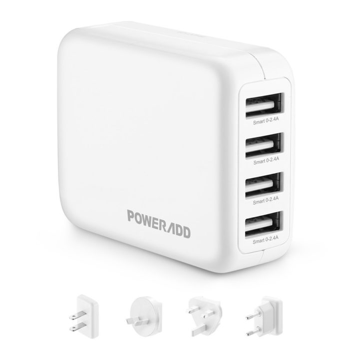 4.8A 4 Port USB Travel Wall Charger With US UK EU AU Plugs