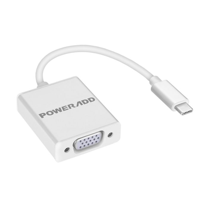 White USB Type C To VGA Adapter For HD Videos USB 3.1 Type C to VGA Adapter Support 1080P FHD Resolution