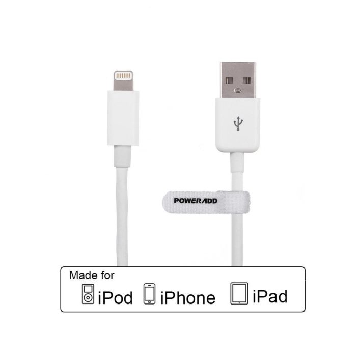 8 Pin Apple MFi Certified Lightning Cable Poweradd White 8 Pin Lightning To USB Cable