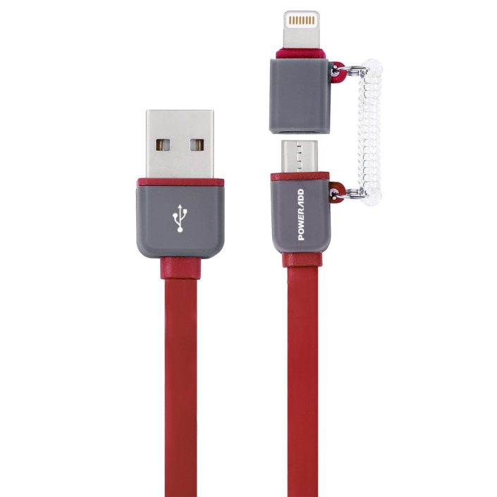 Tangle Free 2 in 1 USB Charging Cable Multifunction 2 In 1 Lightning Micro USB Cable