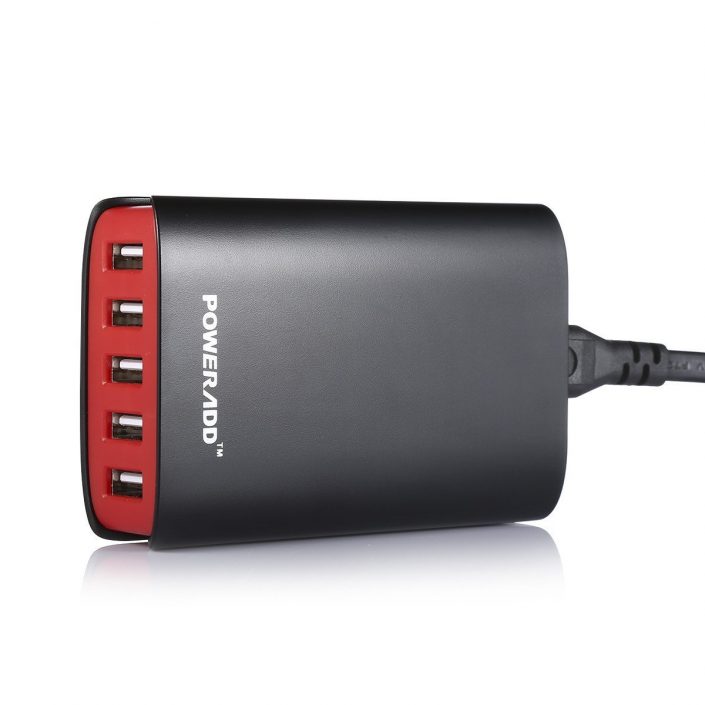 Compact 5.6 Ounces 10 Amp 40 Watt USB Charger Portable 8A 40W 5 Port USB Charger For Smartphones , Tablets