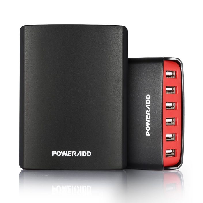 Portable Smart USB Desktop Charging Station 50W 10A Intelligent 6 Port USB Charger For Multiple Devices