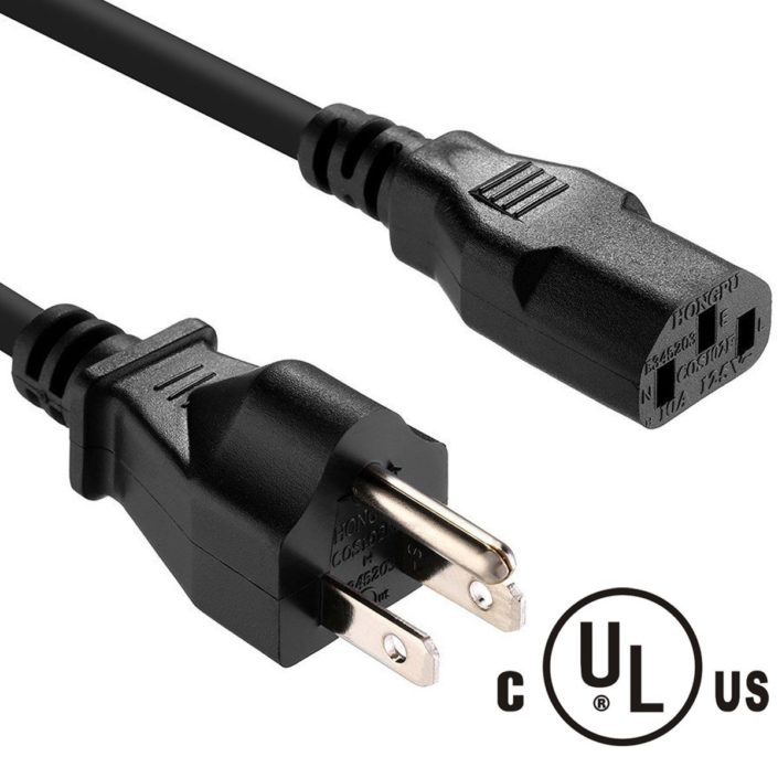 10A 125V UL Listed Power Cord Replacement Universal 18AWF 6 Feet 3 Prong AC Power Cord
