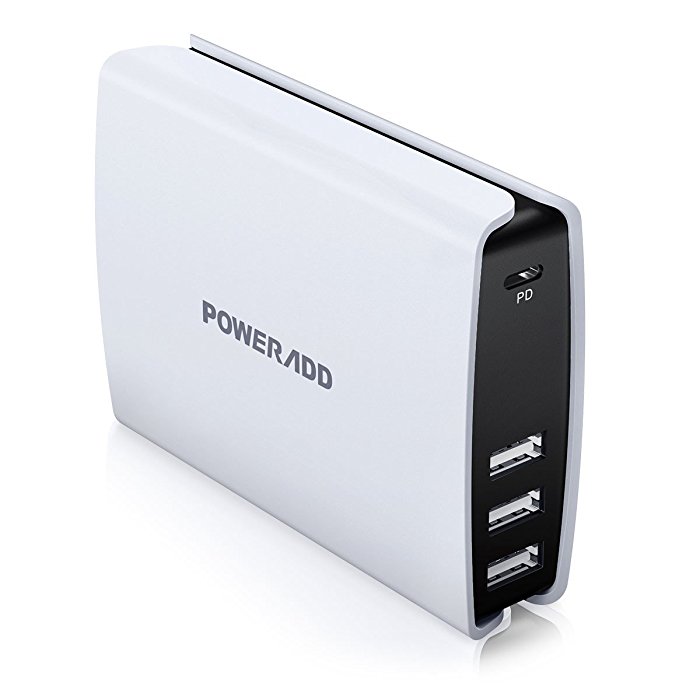 USB PD Charger For Apple Macbook, Chromebook Pixel etc Poweradd USB Type C Power Delivery Charger With USB-C, QC 3.0, Smart USB Ports