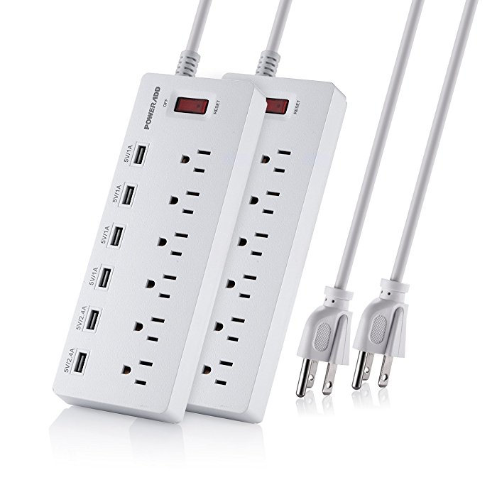 Multi Socket Surge Protector Power Bar with 6 Outlets, 6 USB Ports