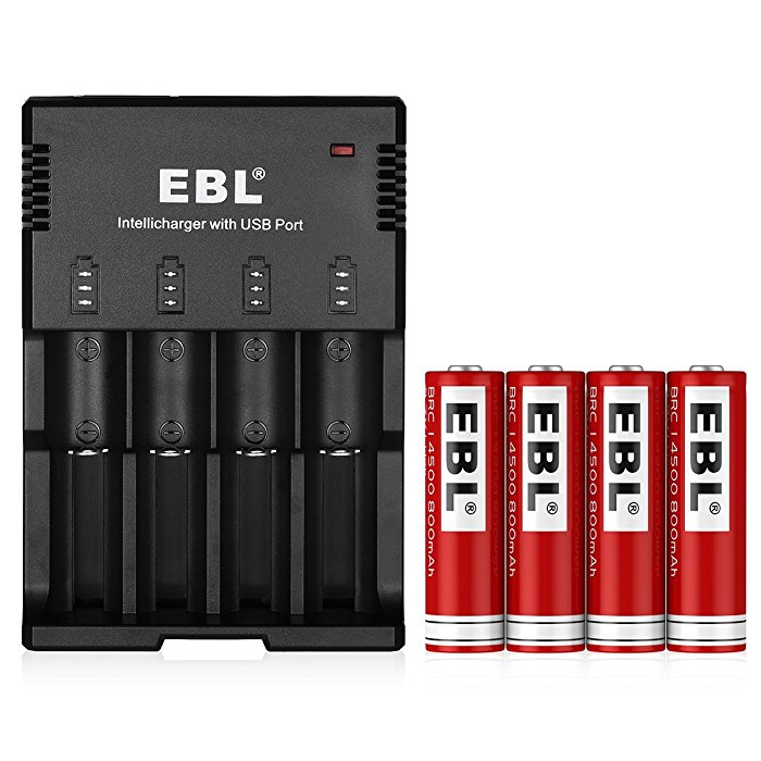 Lithium-ion Battery 14500 Cell with EBL IntelliCharger EBL 800mAh 14500 Lithium-ion Battery and Charger Combo