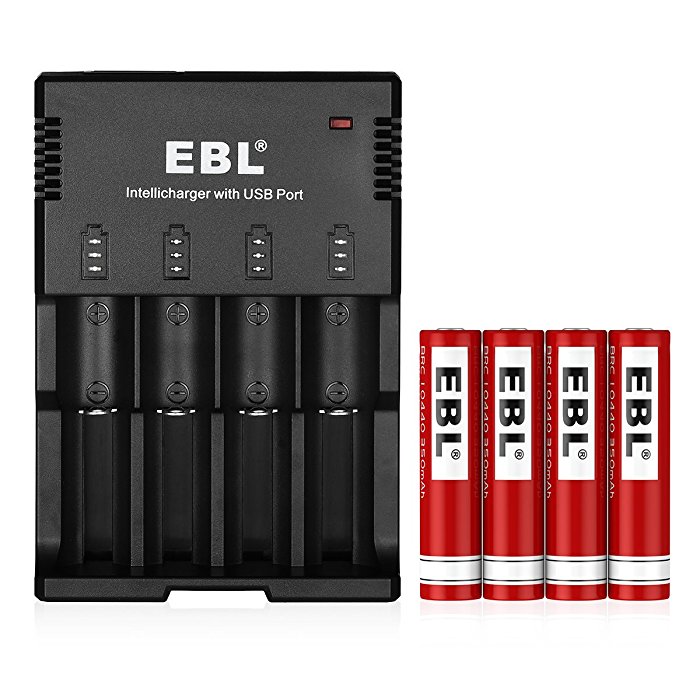 Rechargeable Battery Kit with EBL IntelliCharger EBL 350mAh 10440 Rechargeable Cell with Charger