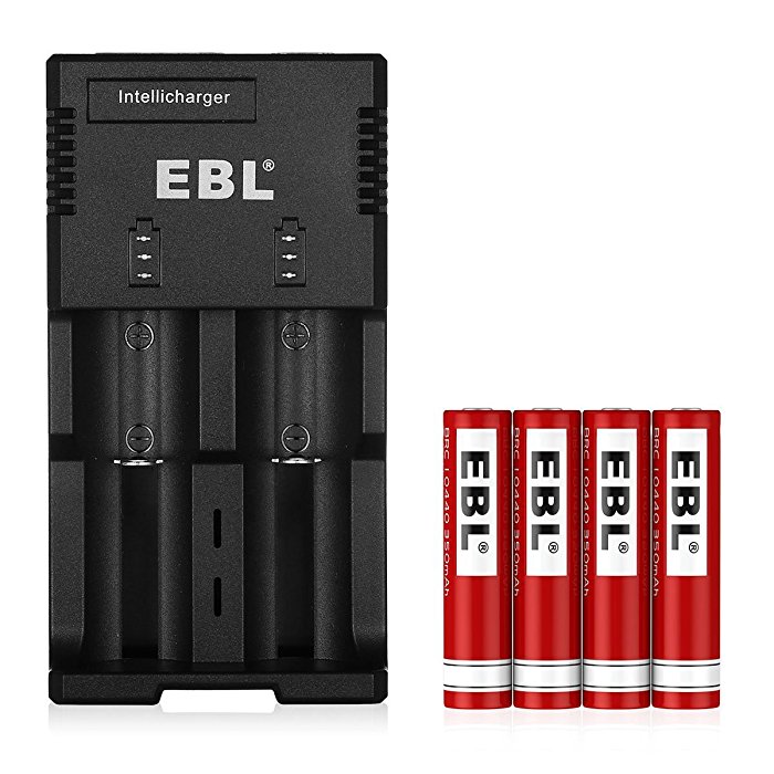 EBL protected 10440 battery and Charger kit EBL 3.7 Volt Lithium-ion Rechargeable 10440 Battery and Charger Combo
