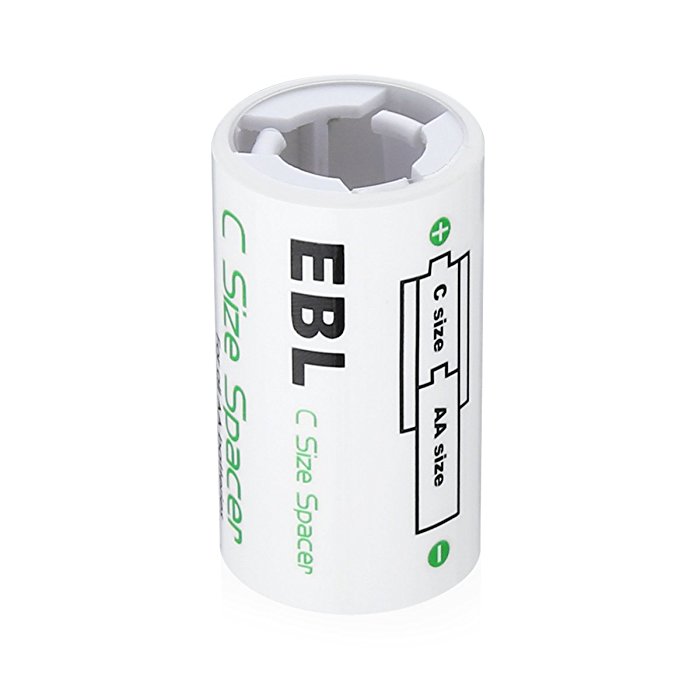 Eco-friendly C Battery Spacers ABS Plastic Material Durable C Size Spacer for Recycle AA Rechargeable Battery