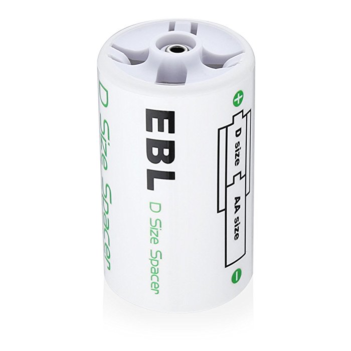D Cell Spacer can convert AA batteries into D batteries EBL Highly Safe D Battery Spacer ABS Plastic Material
